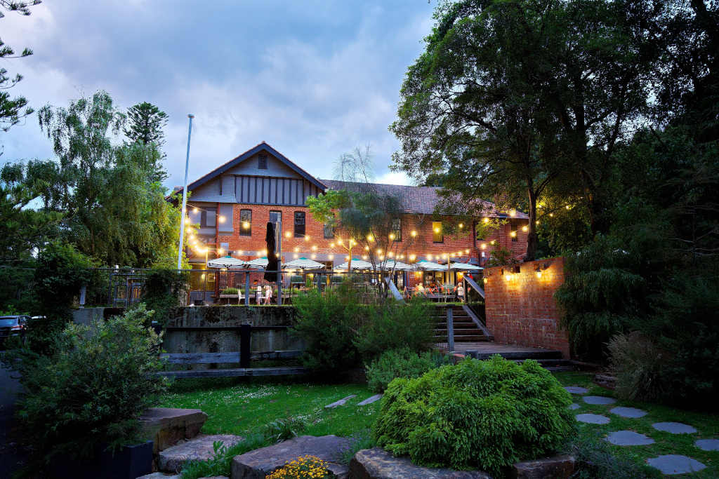Outdoor courtyard at The Alpine Hotel