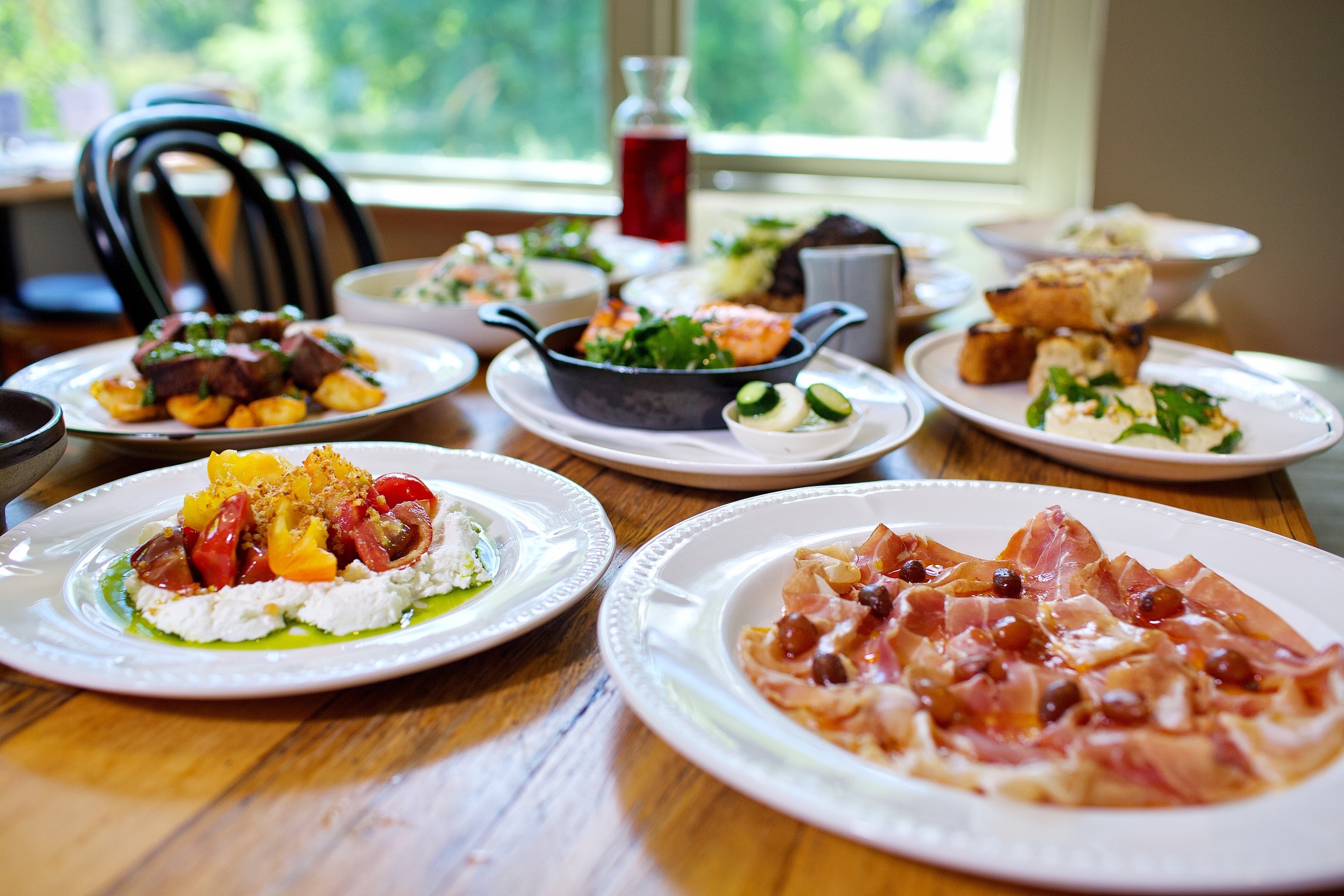 Seasonal dining spread with local produce