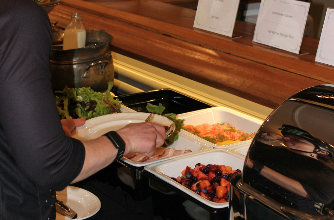 Breakfast spread with local produce